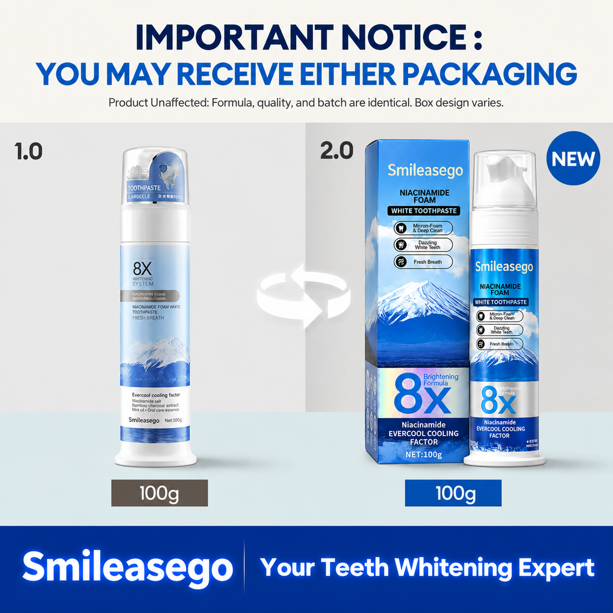 Niacinamide Foaming Whitening Toothpaste 8X