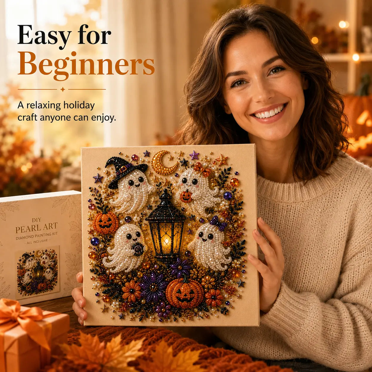 🔥Last 3 Hours: 60% Off👻✨ Halloween Pearl Art DIY Kit – Turn Tiny Pearls into Spooky-Cute Magic
