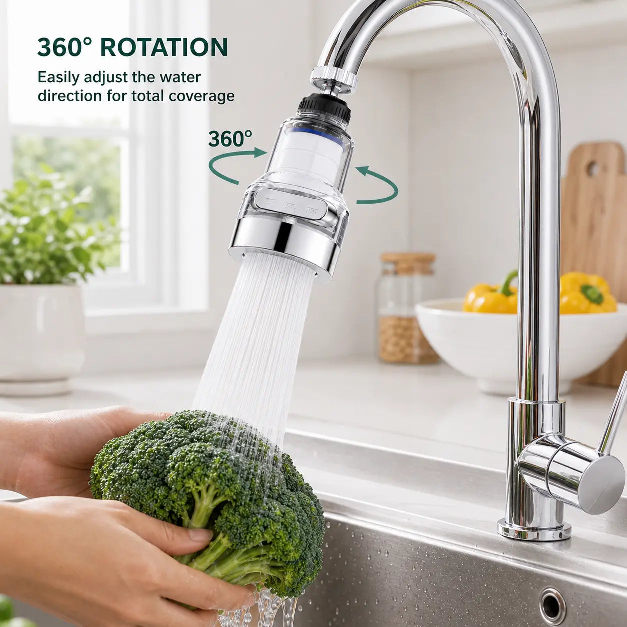 360° Rotating High-Pressure Faucet Filter with 3 Water Modes & Easy Installation