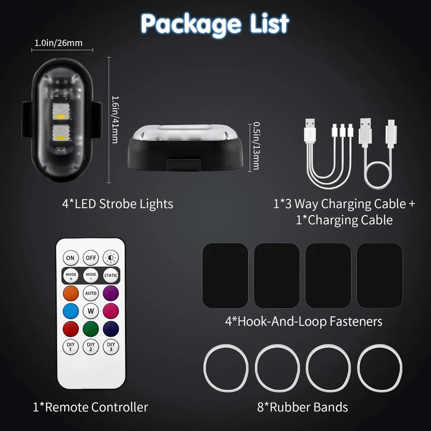 Universal Wireless Remote Control RGB LED Aircraft Strobe Lights