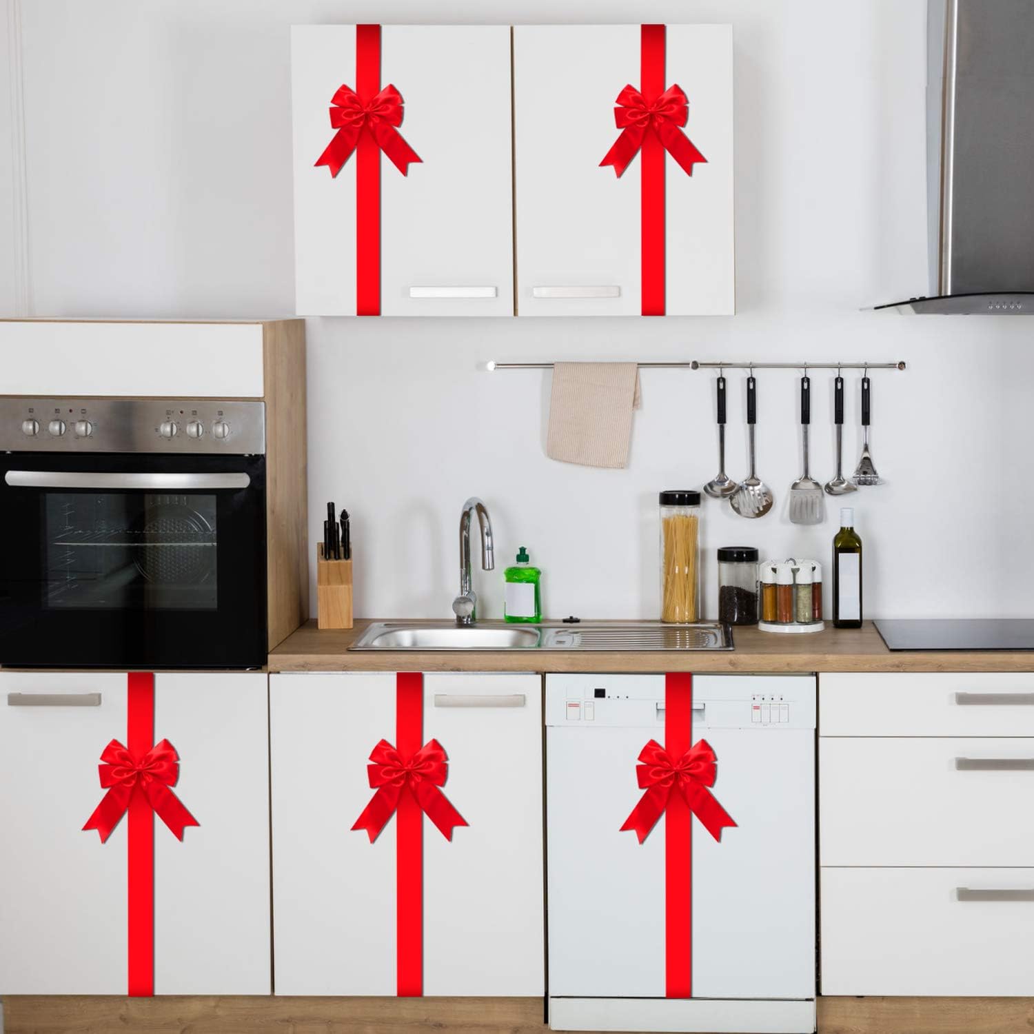 Red Christmas Cabinet Bows