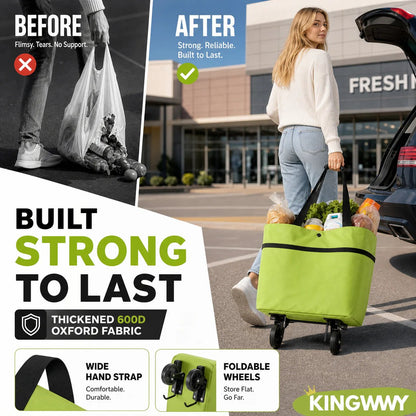 ⏳LAST DAY SALE 🔥2-in-1 Foldable Shopping Trolley Bag with Wheels 🛒