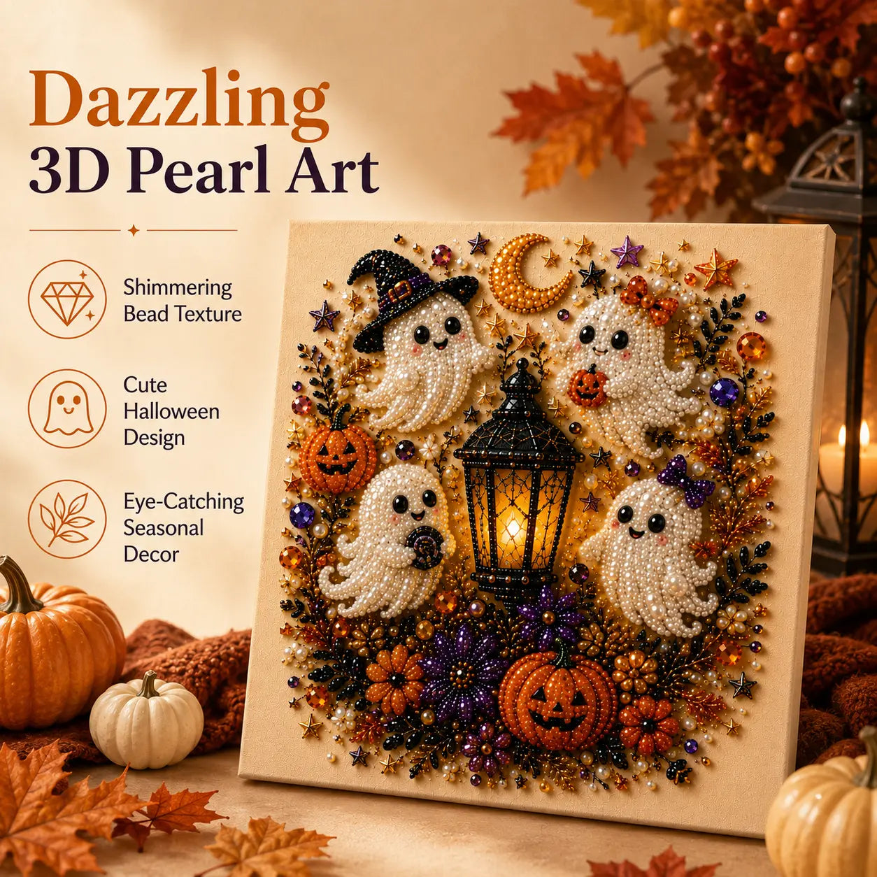 🔥Last 3 Hours: 60% Off👻✨ Halloween Pearl Art DIY Kit – Turn Tiny Pearls into Spooky-Cute Magic