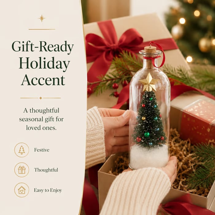 🎅Mr. Christmas 8" Recordable Christmas Tree Message In A Bottle🎄
