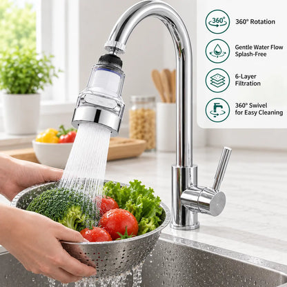 360° Rotating High-Pressure Faucet Filter with 3 Water Modes & Easy Installation