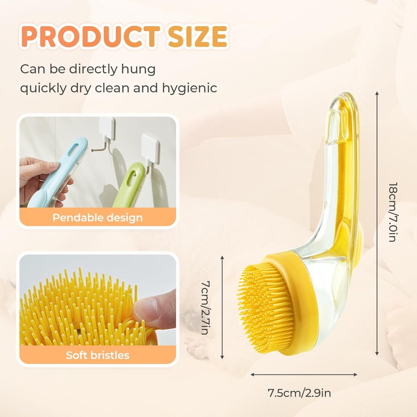 2-in-1 Press-to-Dispense Dog Bath & Grooming Brush