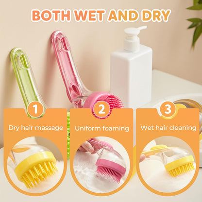 2-in-1 Press-to-Dispense Dog Bath & Grooming Brush