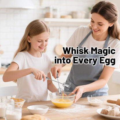 Semi-Automatic Stainless Steel Rotary Whisk – Hand-Push Food-Grade Egg Beater