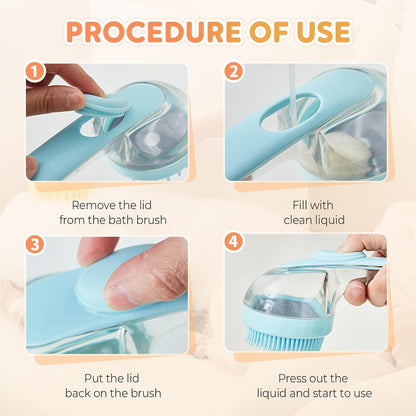 2-in-1 Press-to-Dispense Dog Bath & Grooming Brush
