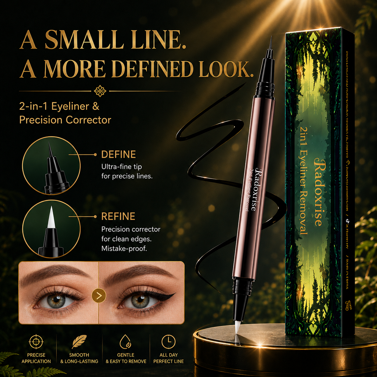 2-in-1 Liquid Eyeliner & Precision Corrector | Waterproof, 24-Hour Wear
