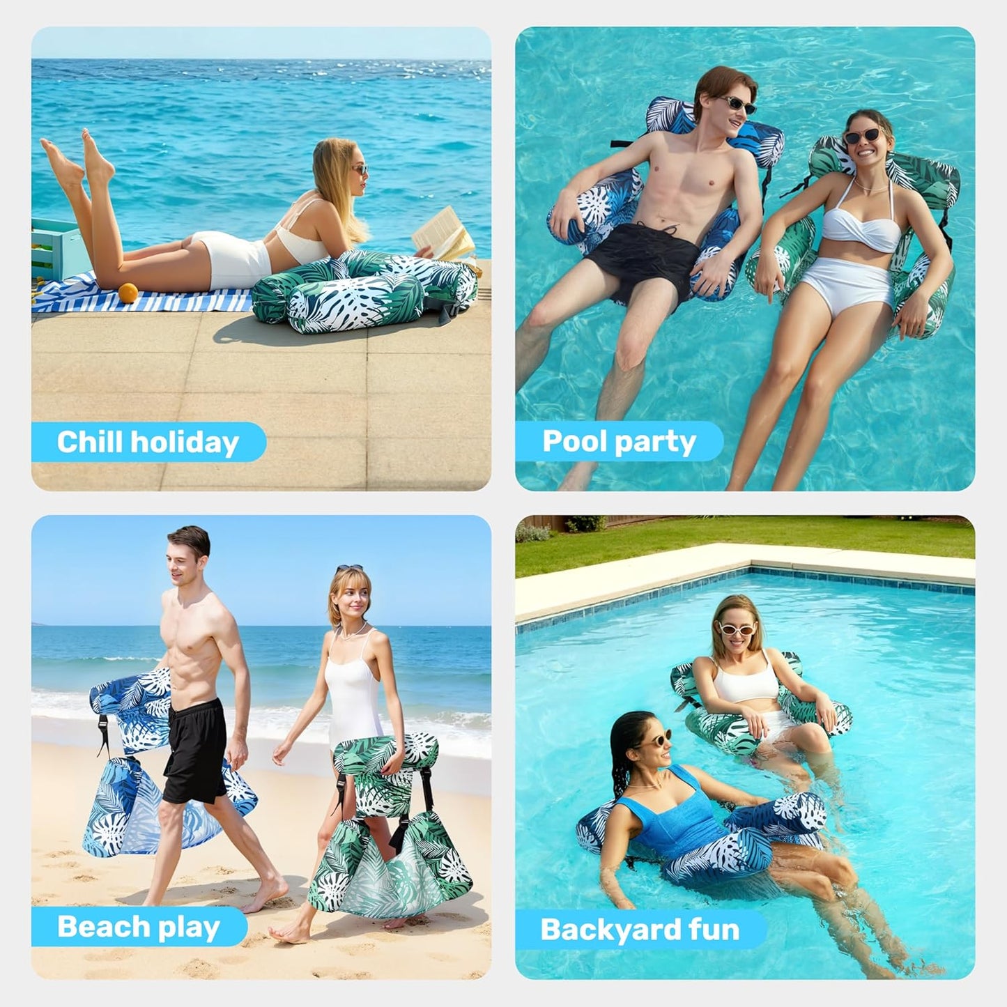 🏊🏻‍♀️Inflatable Pool Float Chair, Free Pump Included🌊 | Free Shipping & Today's Limited Time Offer!