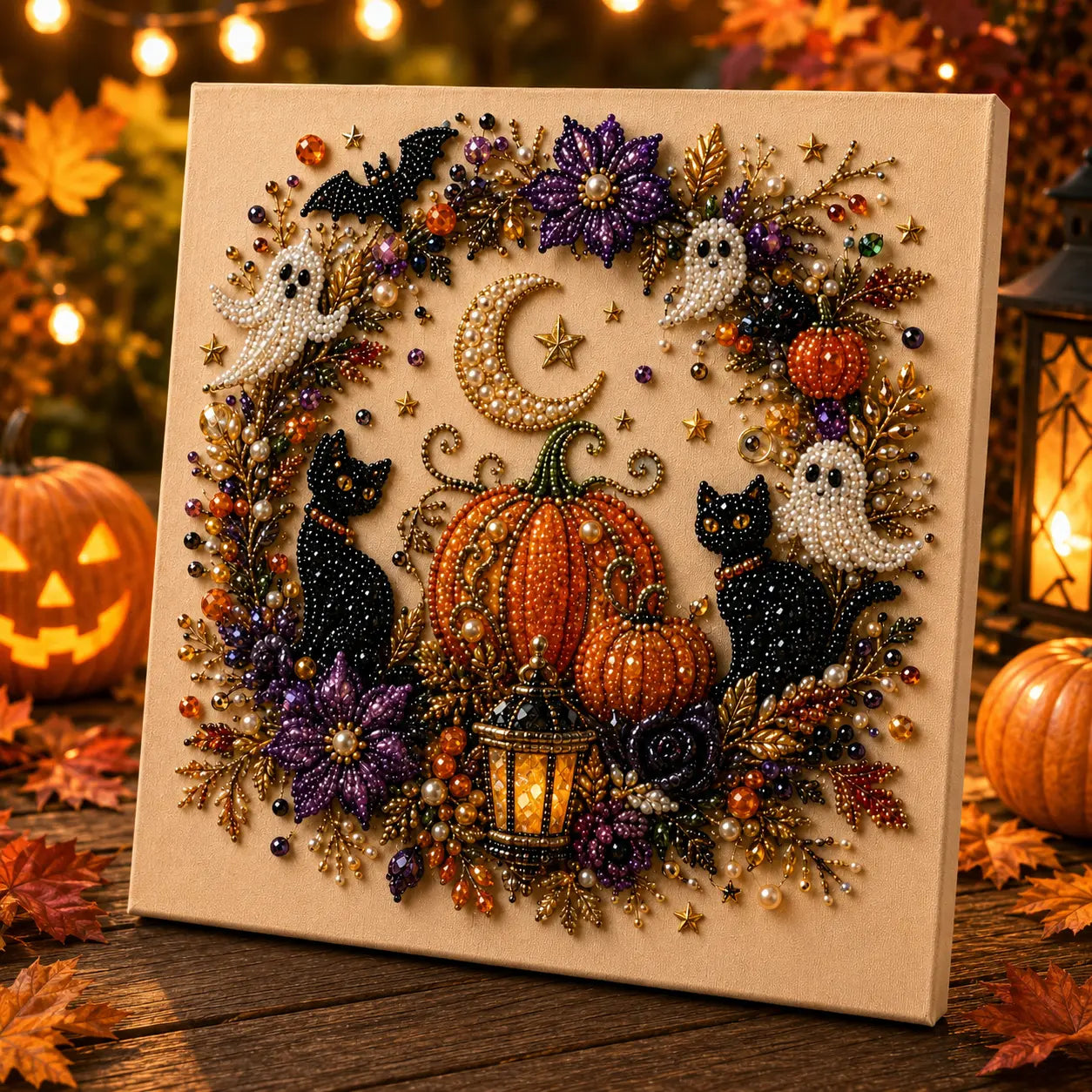 🔥Last 3 Hours: 60% Off👻✨ Halloween Pearl Art DIY Kit – Turn Tiny Pearls into Spooky-Cute Magic