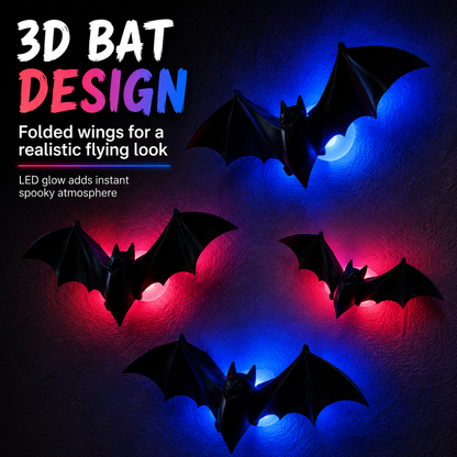 🦇 3D Bat Light Set – Spooky Wall Decor, Easy Stick
