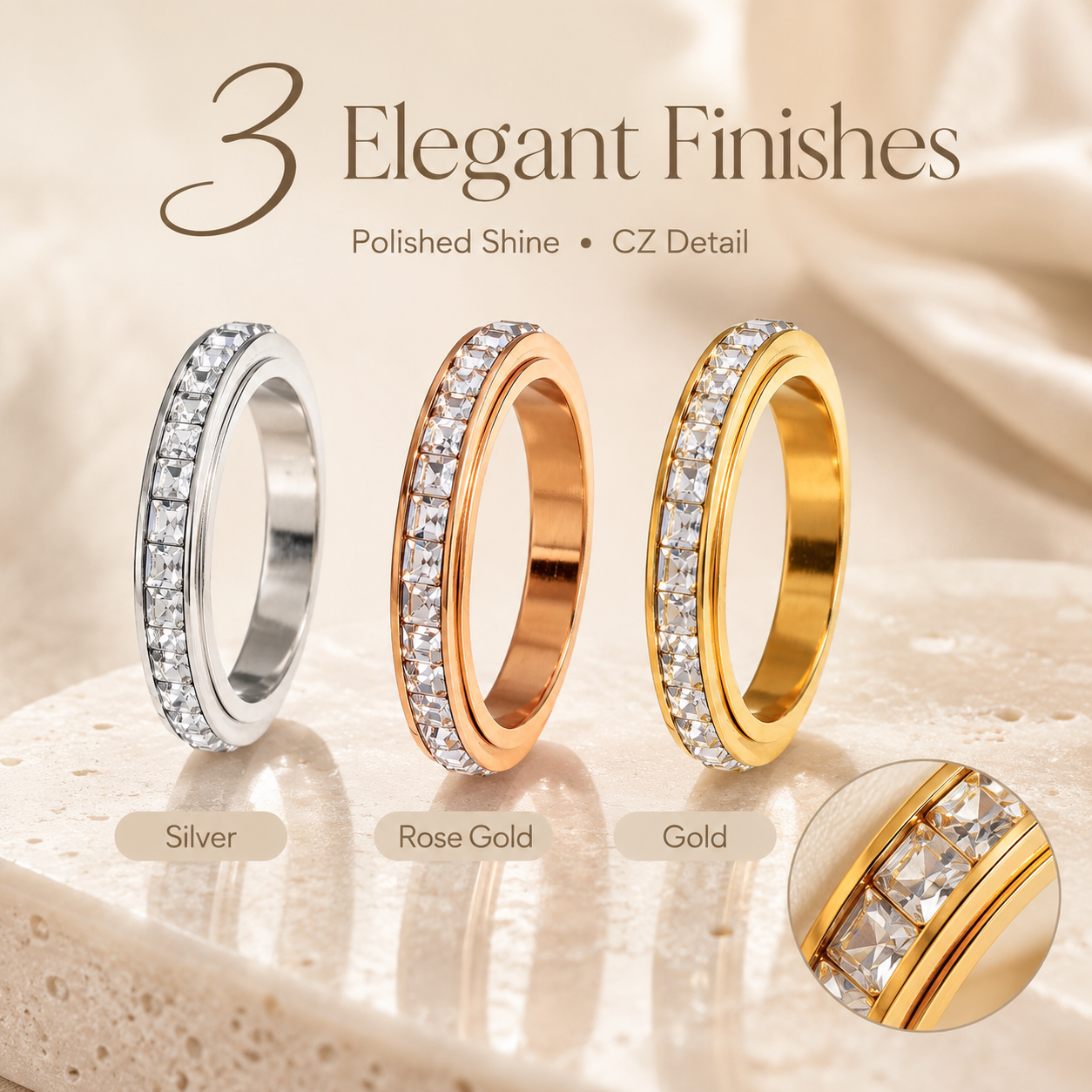 Last 3 Hours: 60% Off🔥Anxiety Rings Titanium Steel Calm Spinner for Women & Men