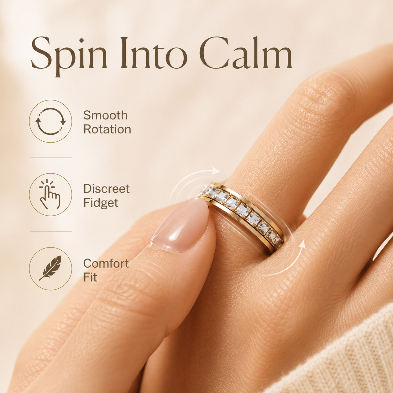 Last 3 Hours: 60% Off🔥Anxiety Rings Titanium Steel Calm Spinner for Women & Men