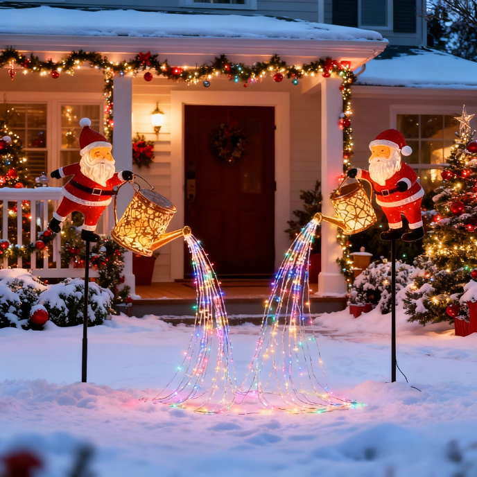🎄 Christmas Flash Sale 🎅 Solar-Powered Santa Claus Garden Stake Kettle Light