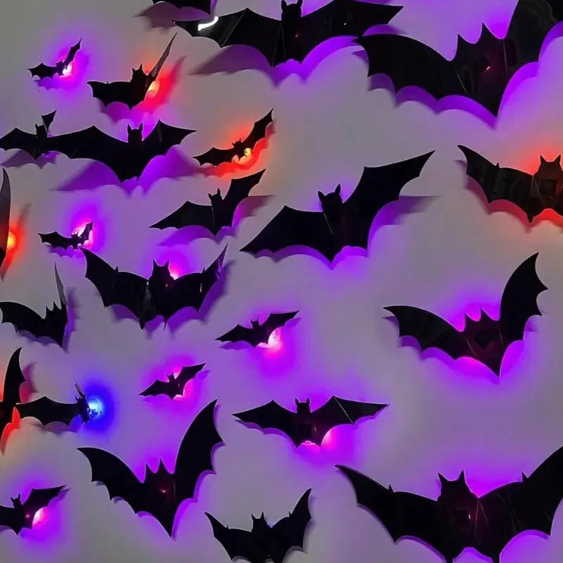 🦇 3D Bat Light Set – Spooky Wall Decor, Easy Stick