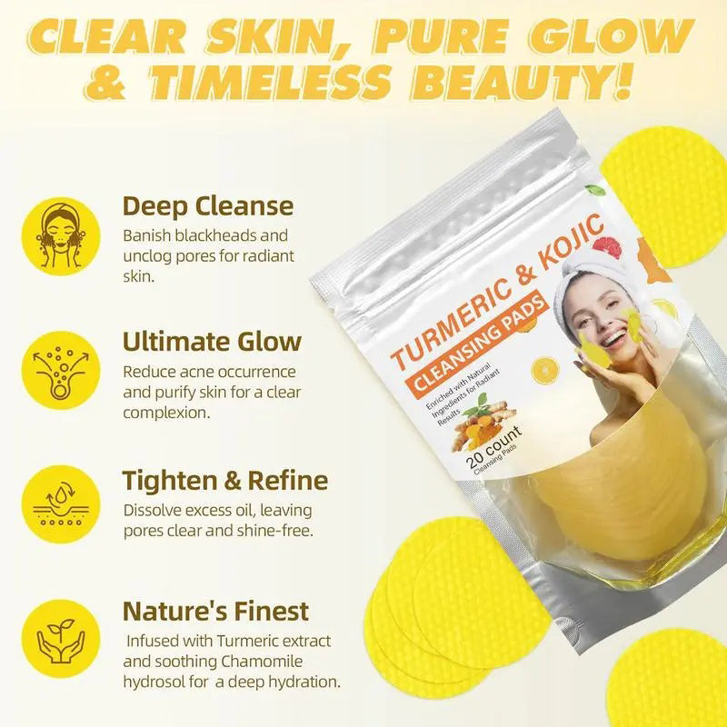 Turmeric & Kojic Acid Brightening Face Cleansing Pads