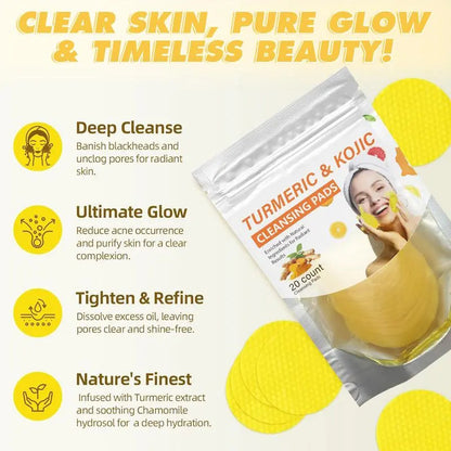 Turmeric & Kojic Acid Brightening Face Cleansing Pads