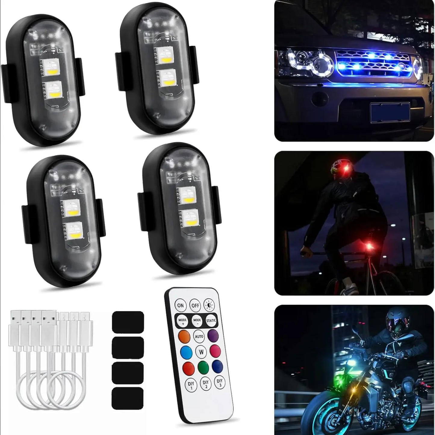 Universal Wireless Remote Control RGB LED Aircraft Strobe Lights