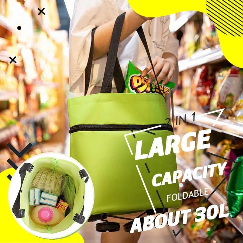 ⏳LAST DAY SALE 🔥2-in-1 Foldable Shopping Trolley Bag with Wheels 🛒