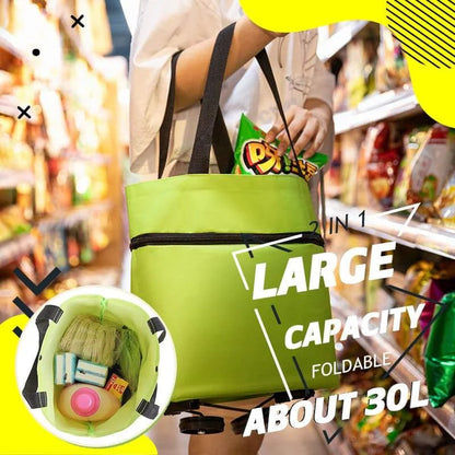 ⏳LAST DAY SALE 🔥2-in-1 Foldable Shopping Trolley Bag with Wheels 🛒