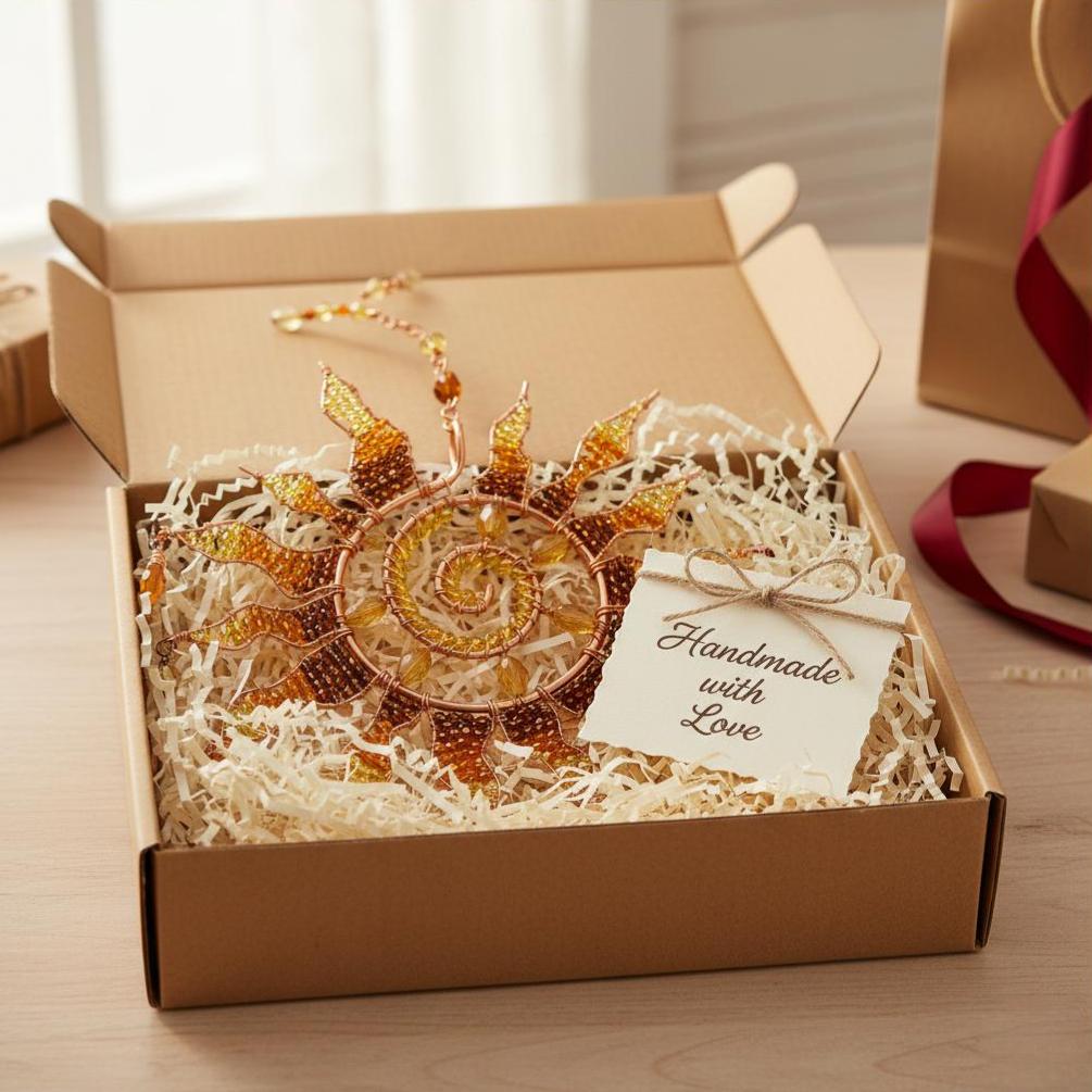 Sun Spiral Crystal Suncatcher – Handmade Boho Light Catcher